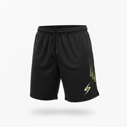 Close-up of Swish Performance Badminton Shorts fabric and drawstring detail, square format